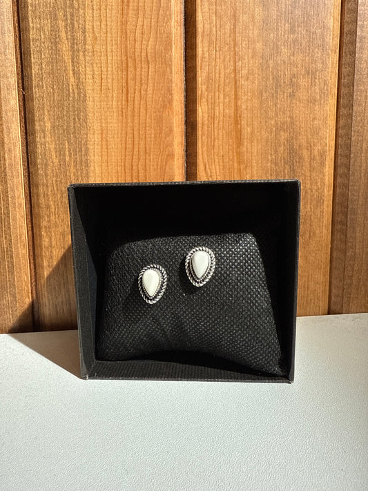 10mm Drop White Turquoise Stud Earrings