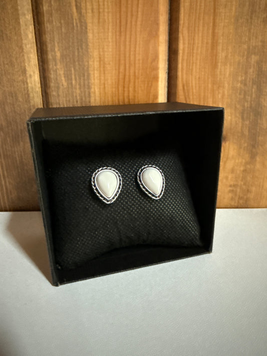 Drop White Turquoise Stud Earrings