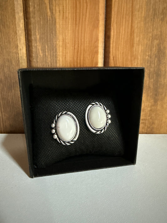 White Turquoise Stud Earrings