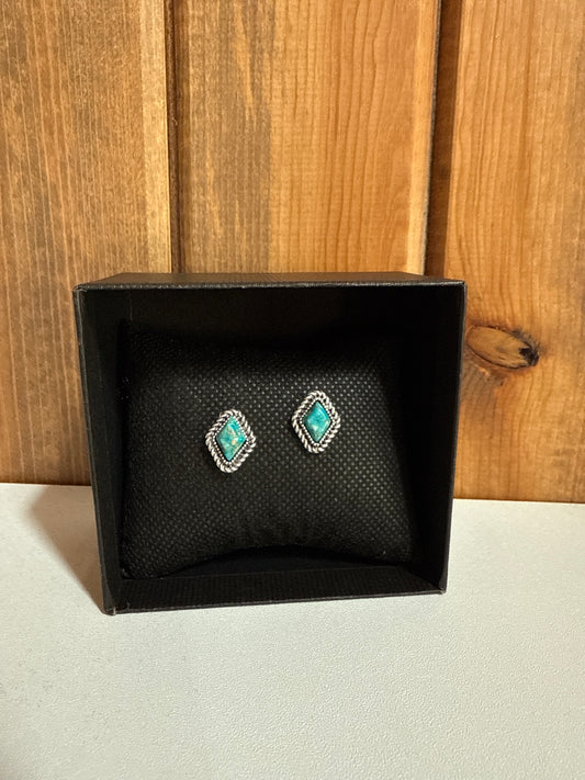 Gemstone Diamond Stud Earrings