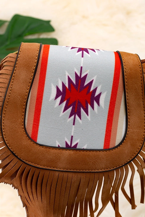 Aztec Crossbody with Fringe Purse