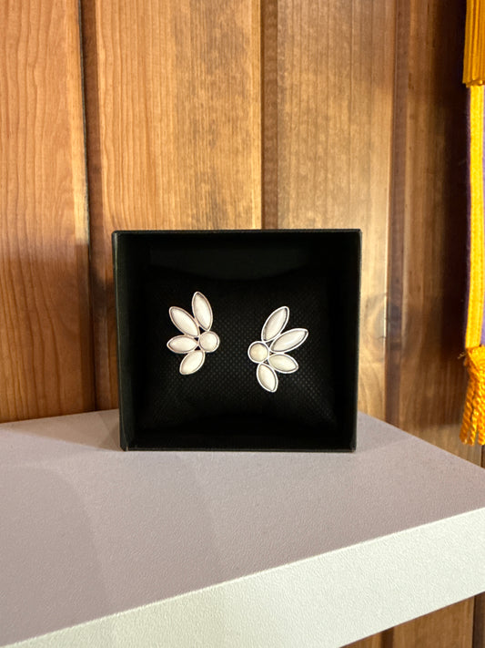 White Turquoise Flower Stud Earrings