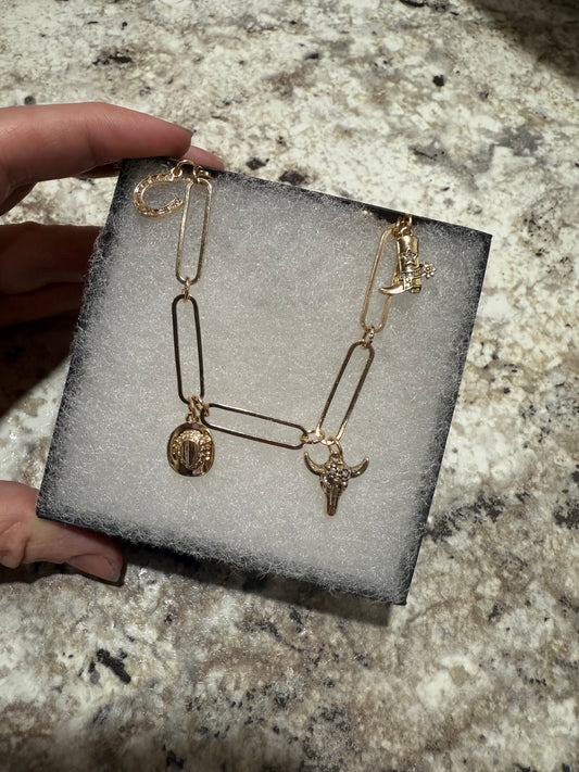 Western Gold Charm Necklace
