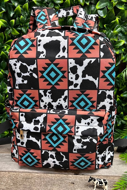 Cow & Aztec Patch Medium Backpack