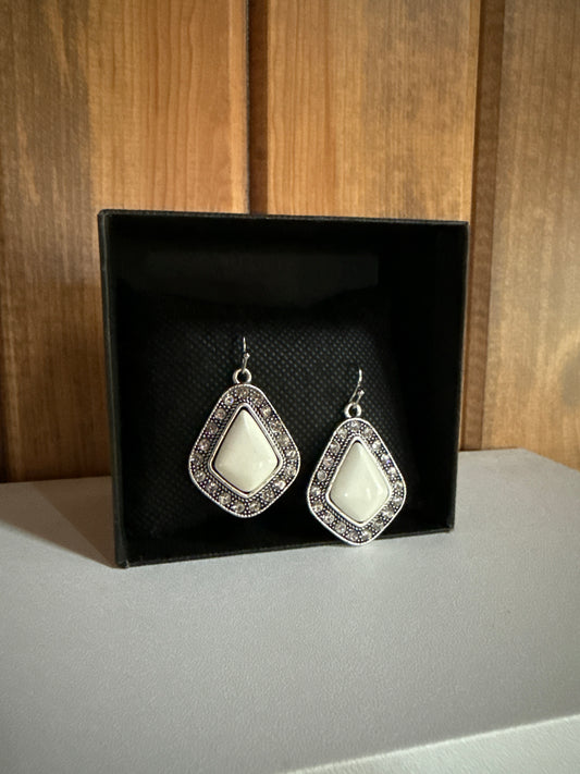 Bling White Turquoise Earrings