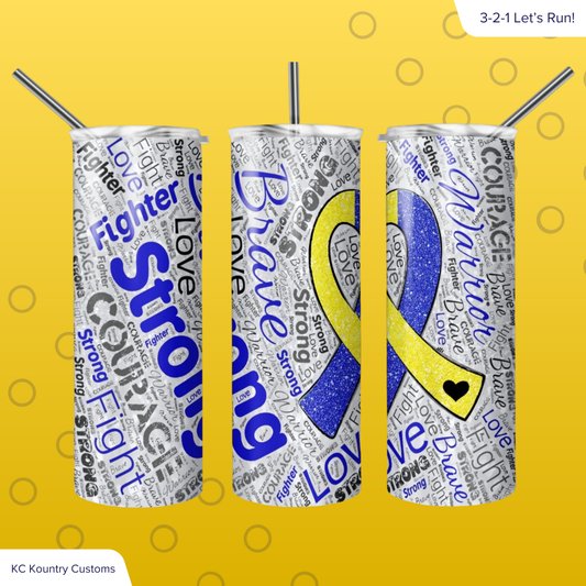 Glitter Ribbon Down Syndrome Word Art Waterbottle
