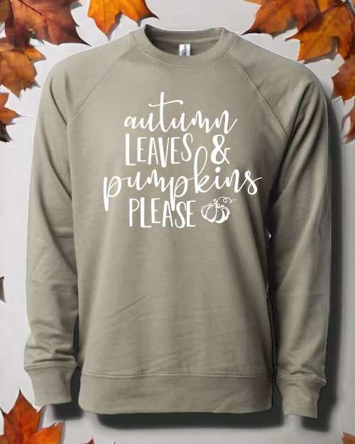 Autumn Leaves & Pumpkins Please CREWNECK