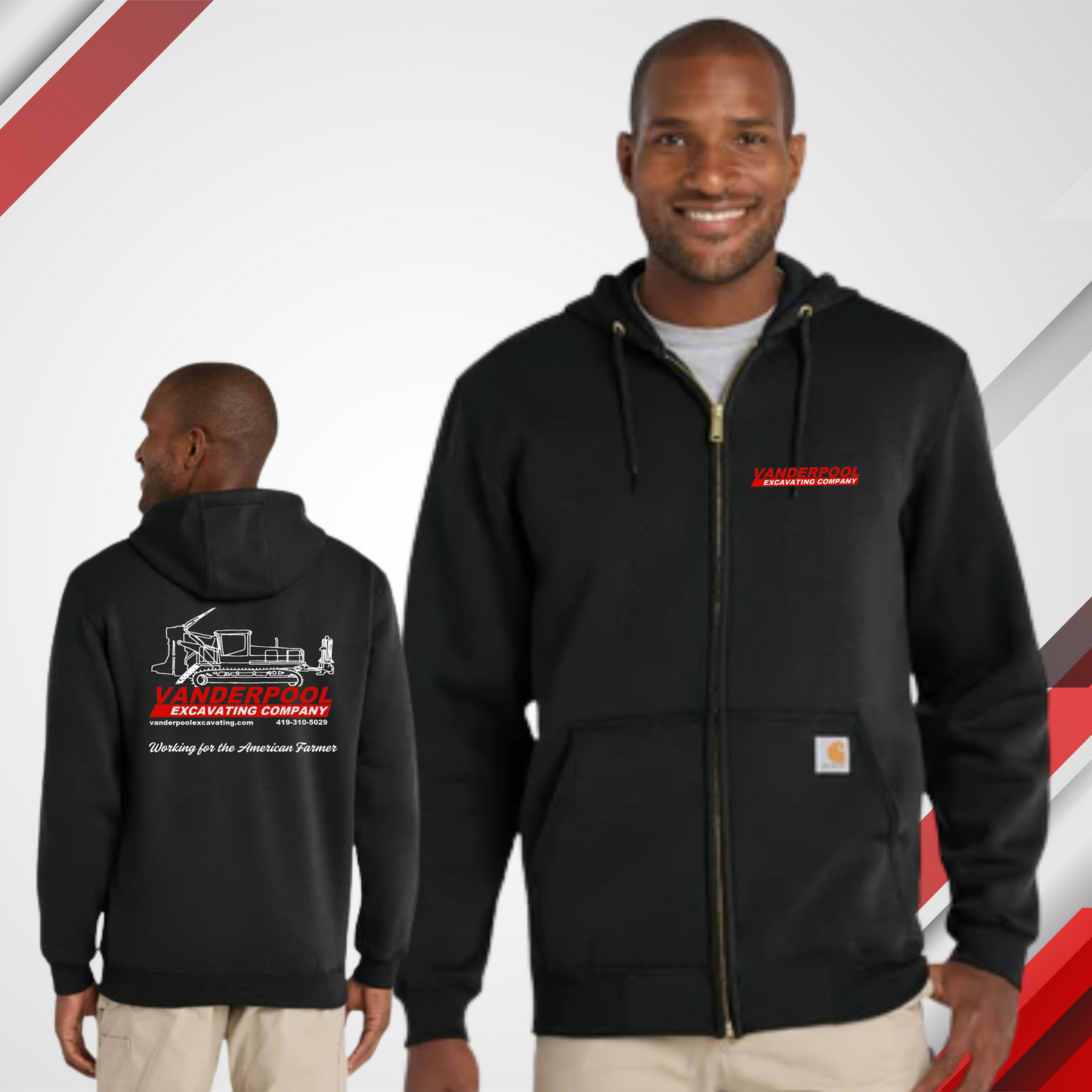 VEC Black Hooded Full-Zip Sweatshirt