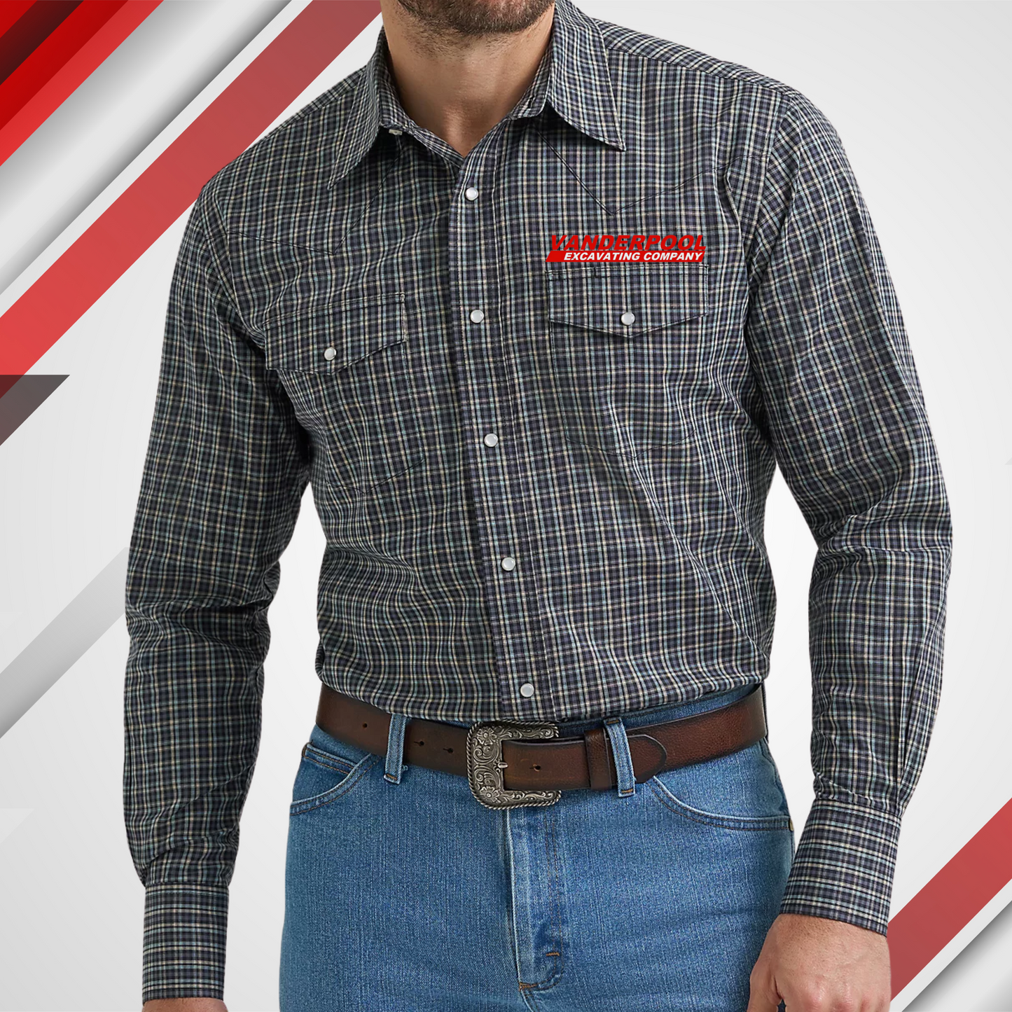 VEC Men's Dark Gray Plaid Wrinkle Resist Long Sleeve Plaid Shirt