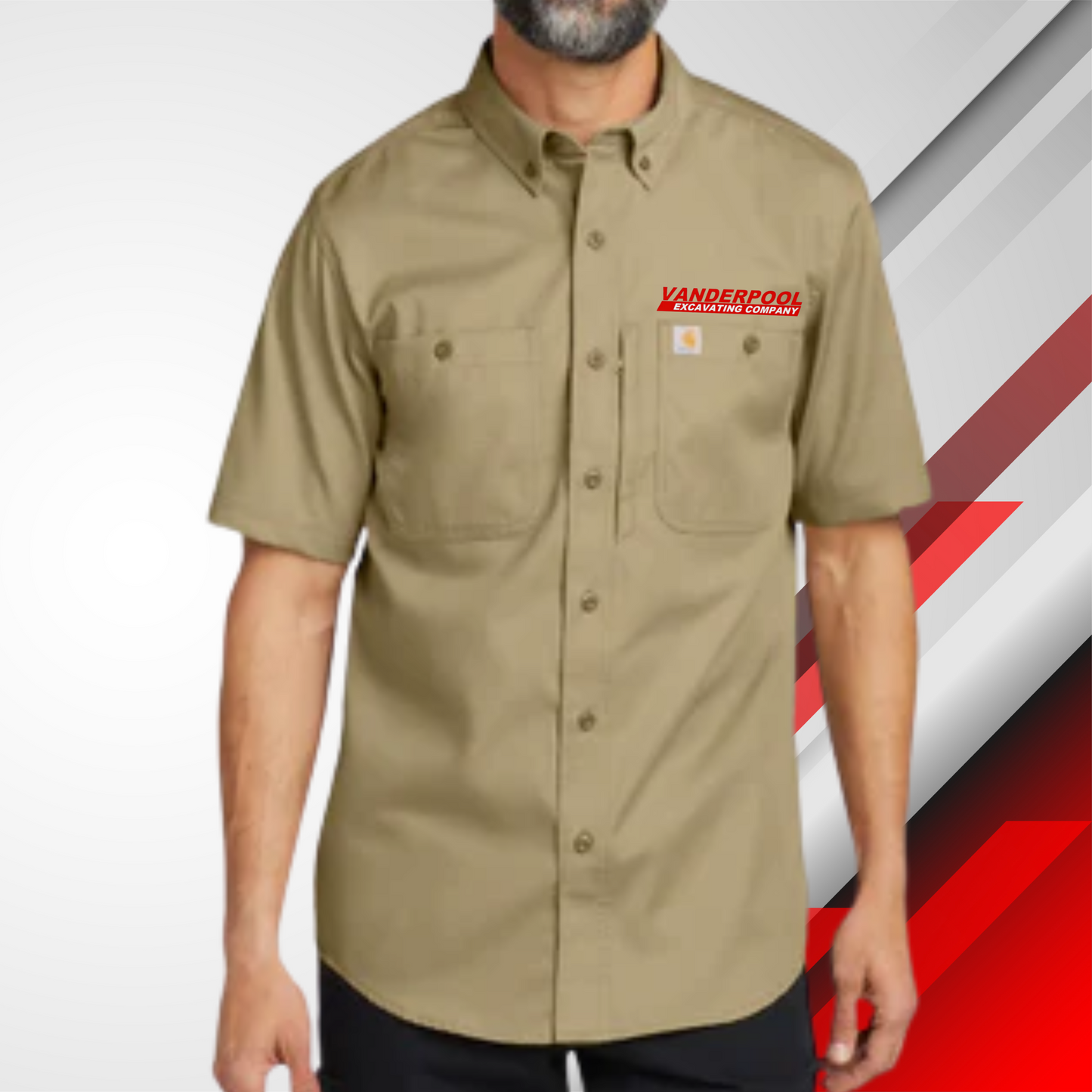 VEC Dark Khaki Rugged Pro Series Short Sleeve Polo