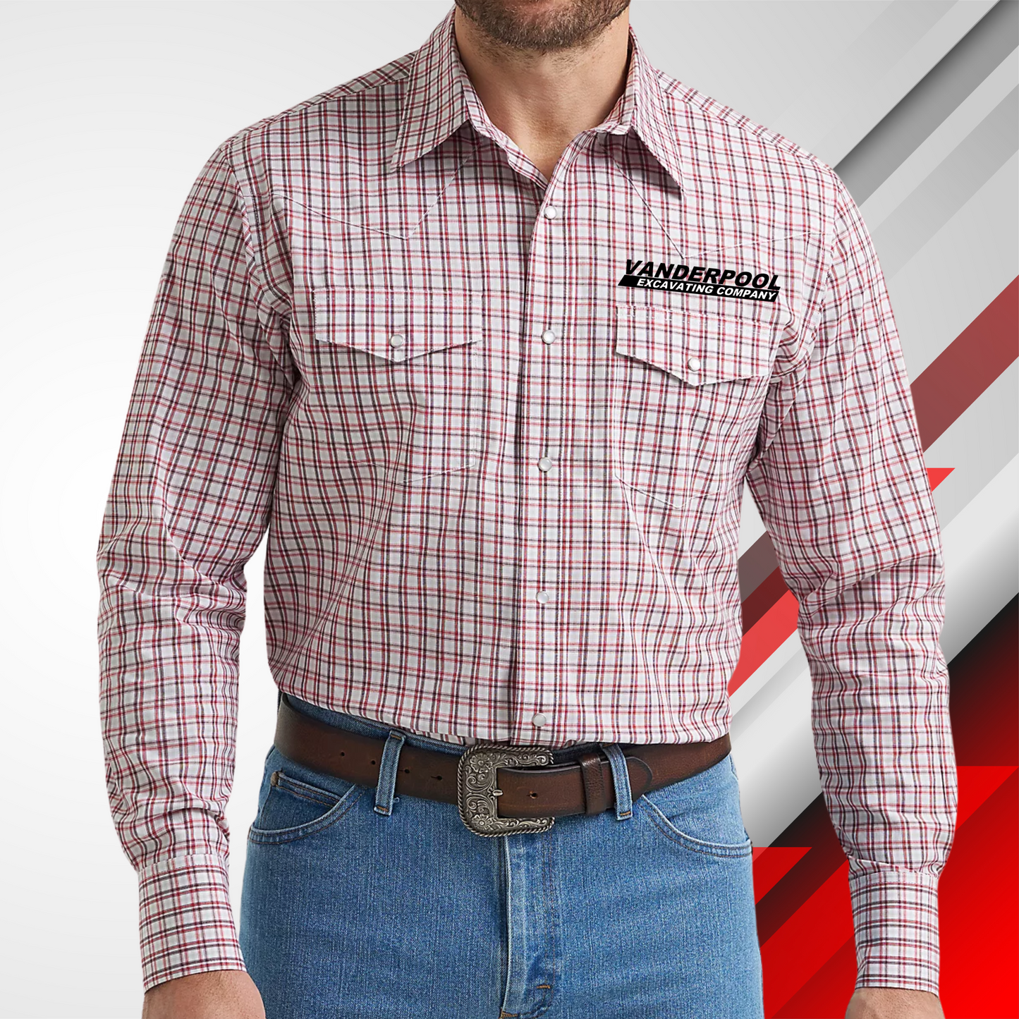 VEC Men's Red Checks Wrinkle Resist Long Sleeve Plaid Shirt