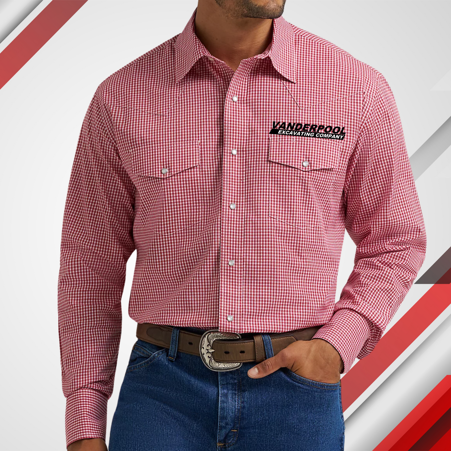 VEC Men's Scarlet Layer Wrinkle Resist Long Sleeve Plaid Shirt