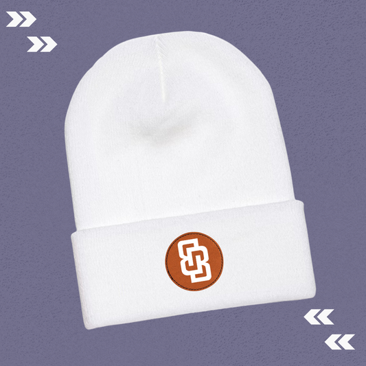 BB White Beanie with Patch