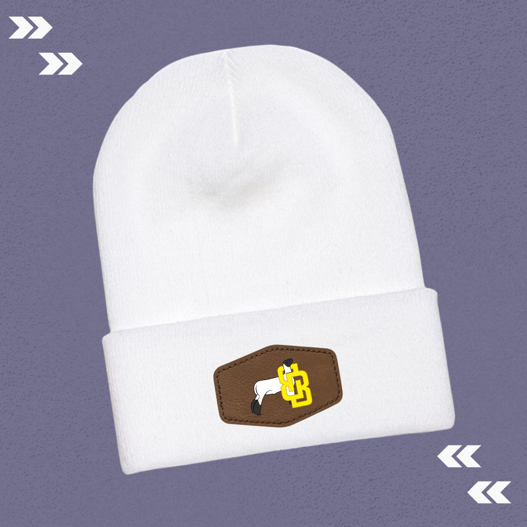 BB White Beanie with Patch