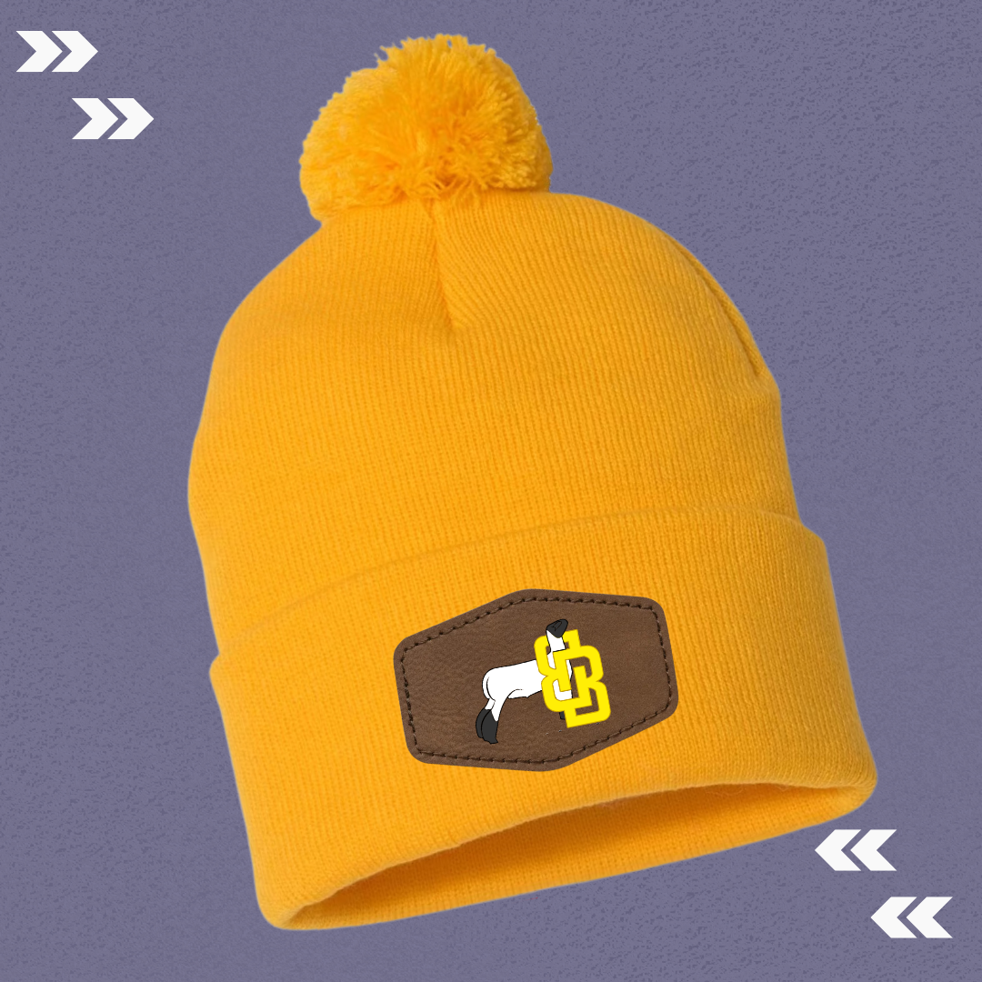 BB Yellow Pom Beanie with Patch