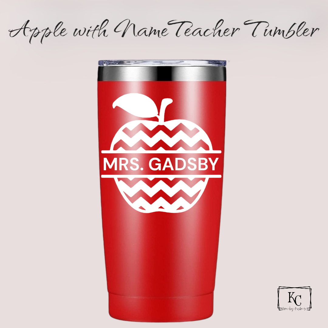 Apple with Name Teacher Tumbler