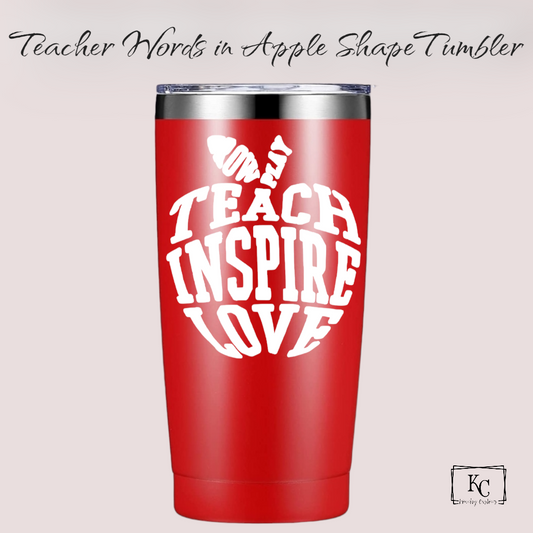 Teacher Words in Apple Shape Tumbler