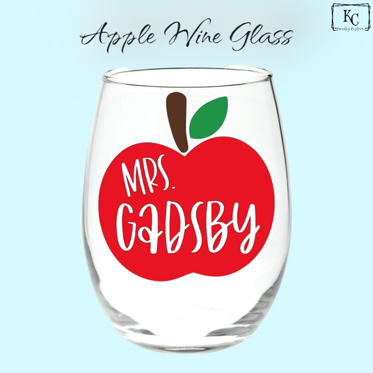 Apple with Name Wine Glass