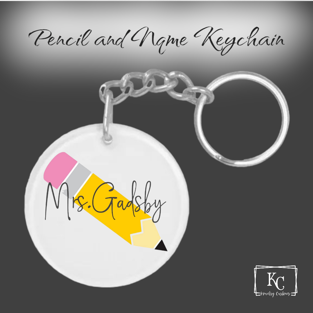 Pencil and Name Keychain